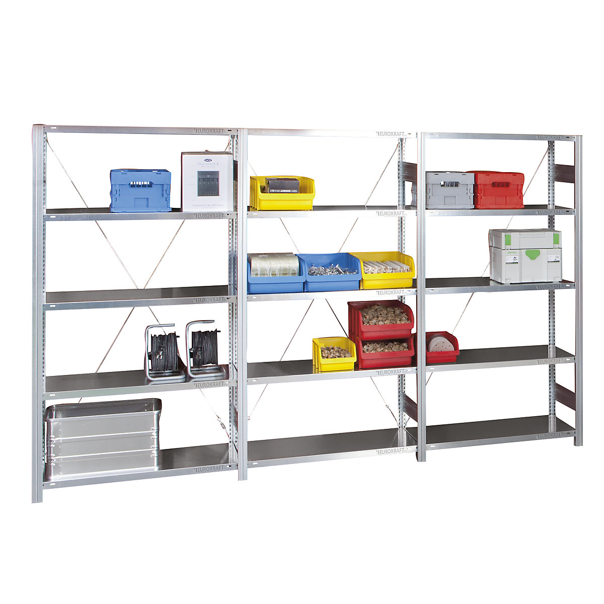 Boltless storage shelving unit, RAL 7035, medium duty – eurokraft pro (Product illustration 2)-1
