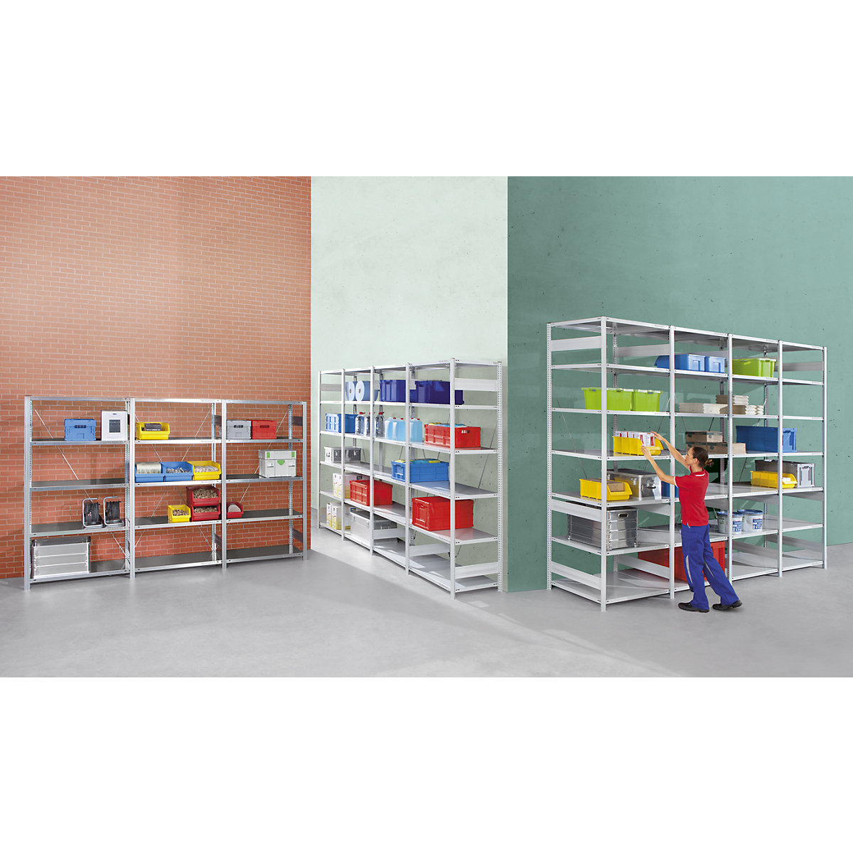 Boltless storage shelving unit, RAL 7035, medium duty – eurokraft pro (Product illustration 3)-2
