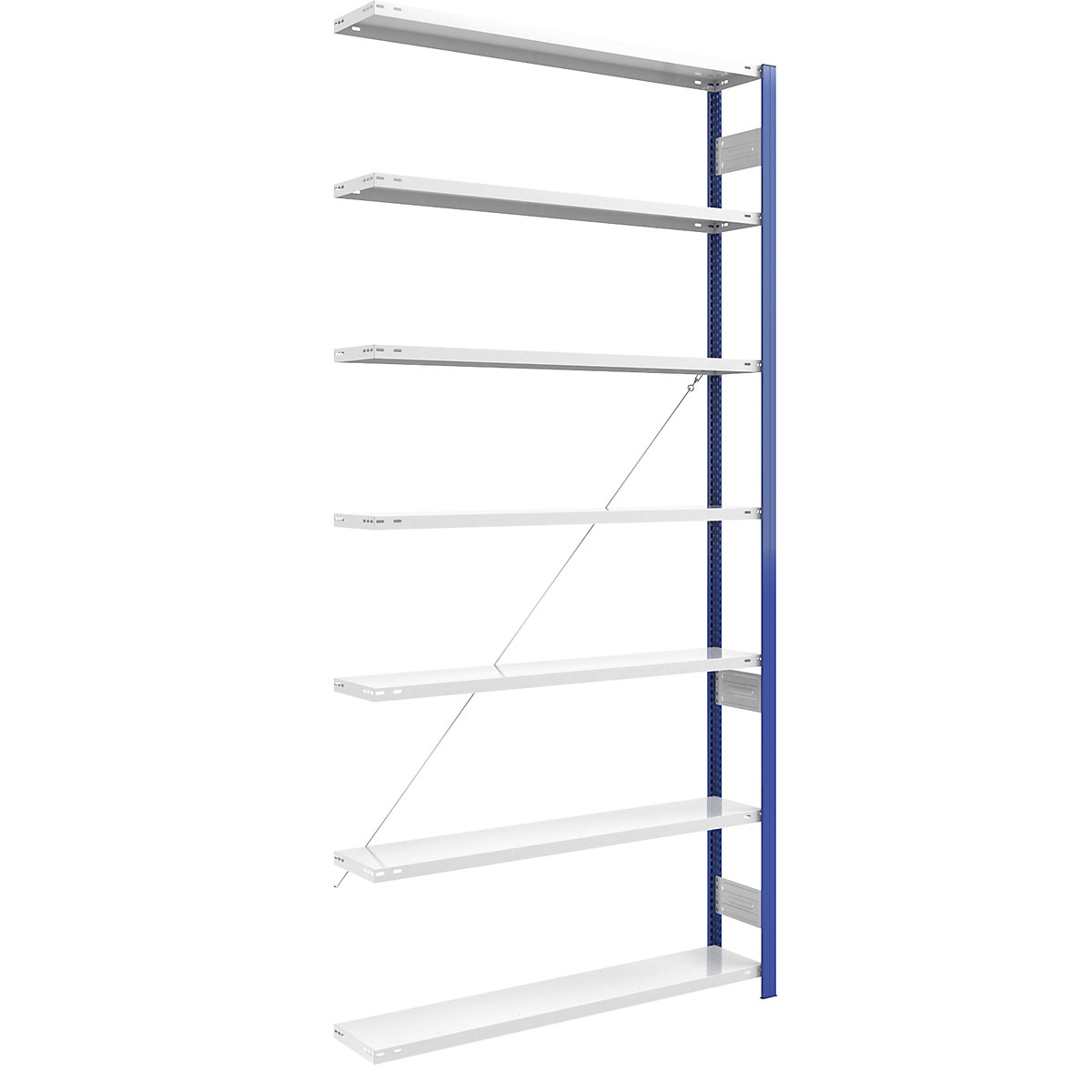 Boltless storage shelving unit, uprights in blue - eurokraft pro