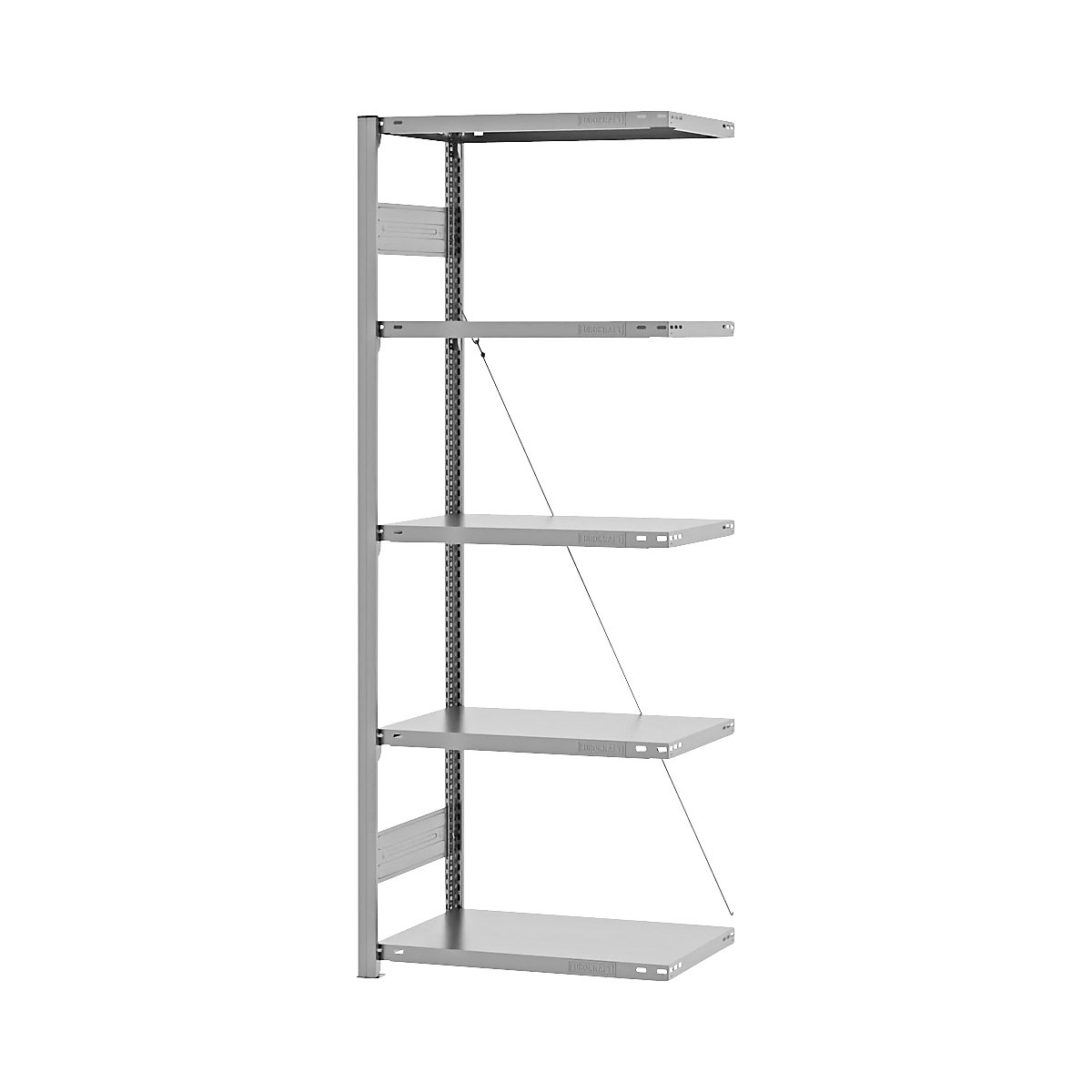 Boltless storage shelving unit, zinc plated, medium duty – eurokraft pro