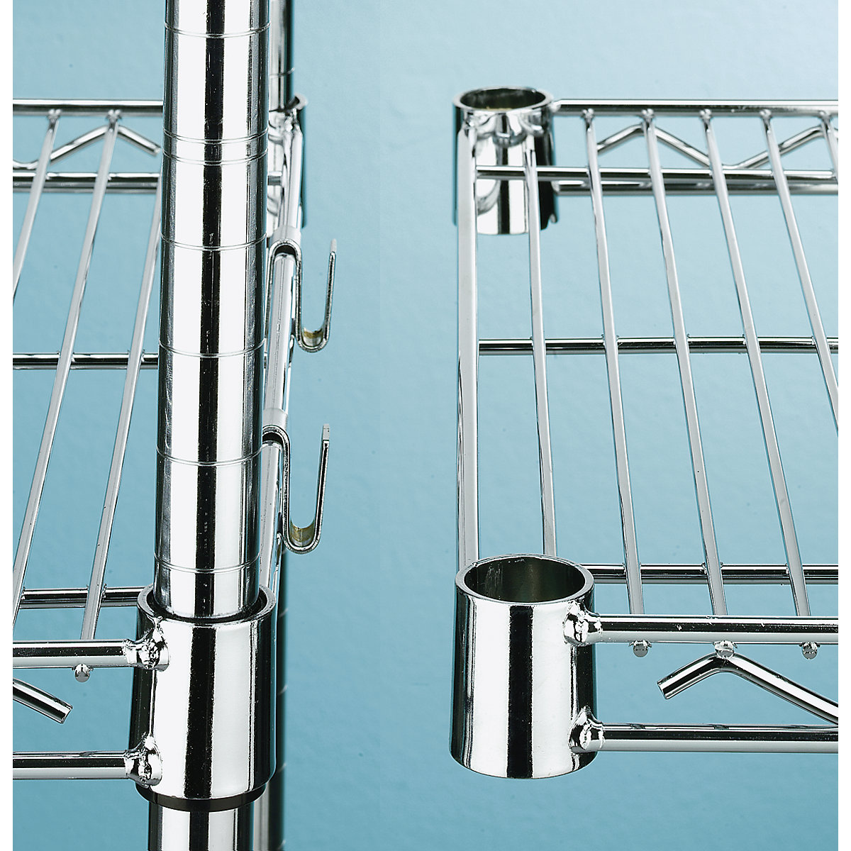 Steel wire mesh shelf unit, chrome plated (Product illustration 5)-4