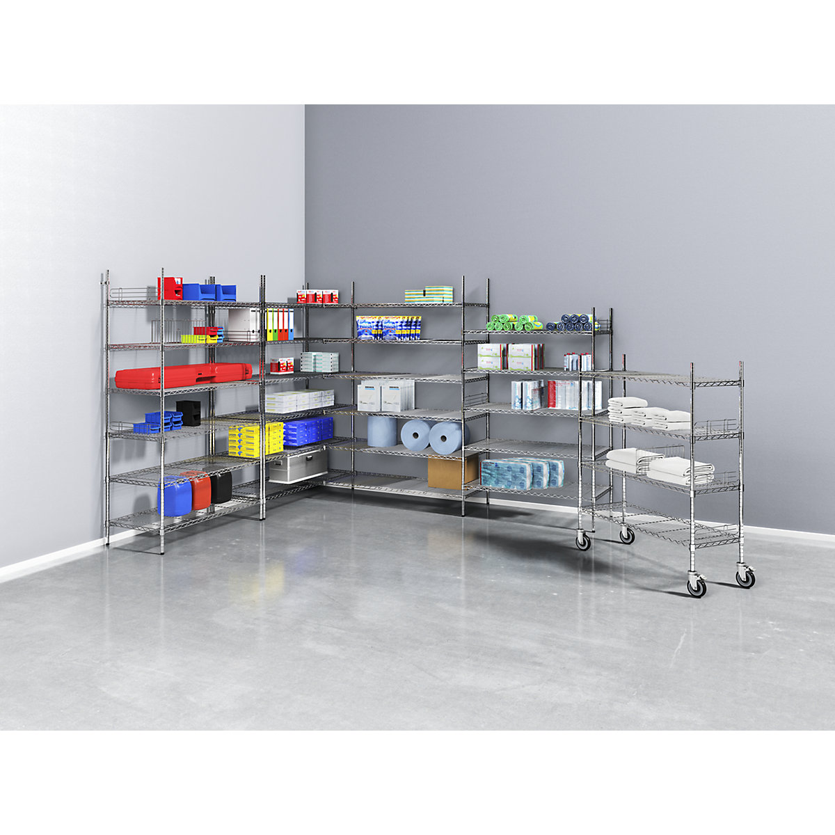 Steel wire mesh shelf unit, chrome plated (Product illustration 5)-4