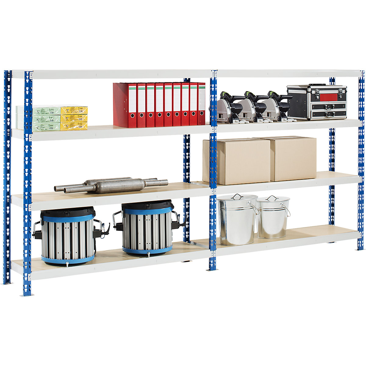 Wide span boltless shelf unit with chipboard shelves – eurokraft basic (Product illustration 2)-1