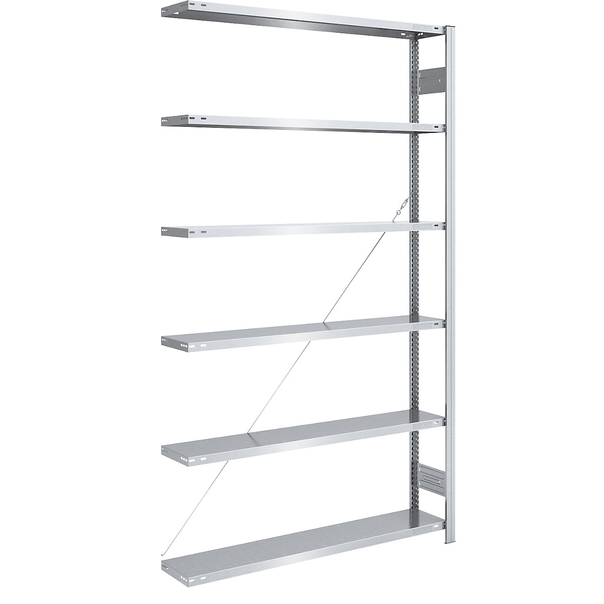 Wide span boltless shelving unit, zinc plated – eurokraft pro, height 2500 mm, max. bay load 1000 kg, extension shelf unit, WxD 1300 x 300 mm-0