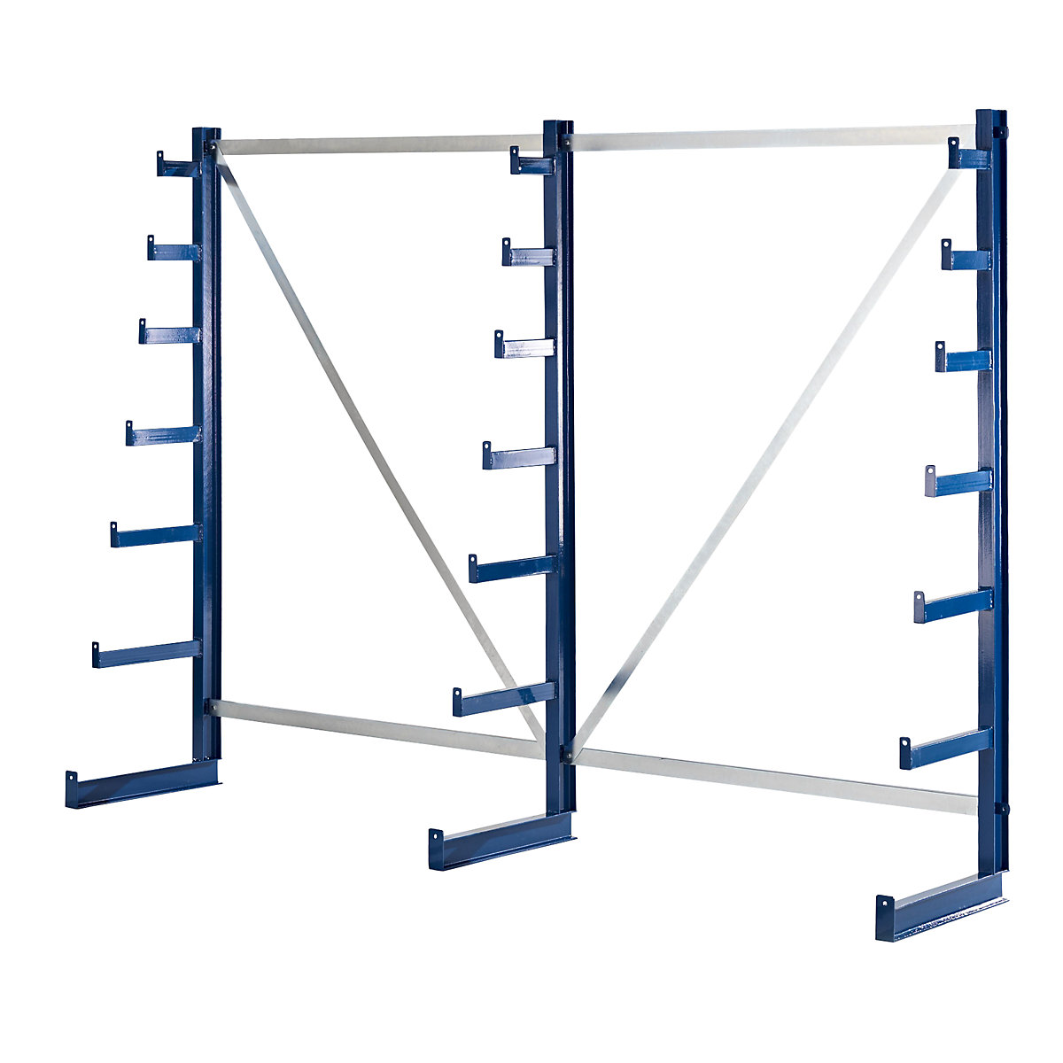 Cantilever racking unit with cantilever arms which taper towards the top – eurokraft pro