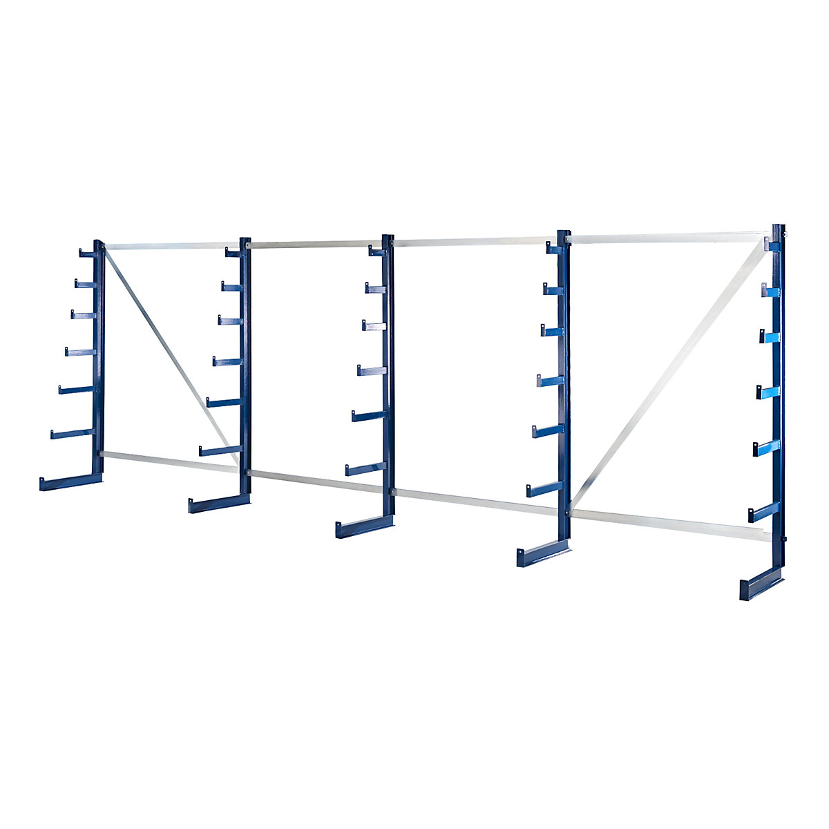 Cantilever racking unit with cantilever arms which taper towards the top - eurokraft pro
