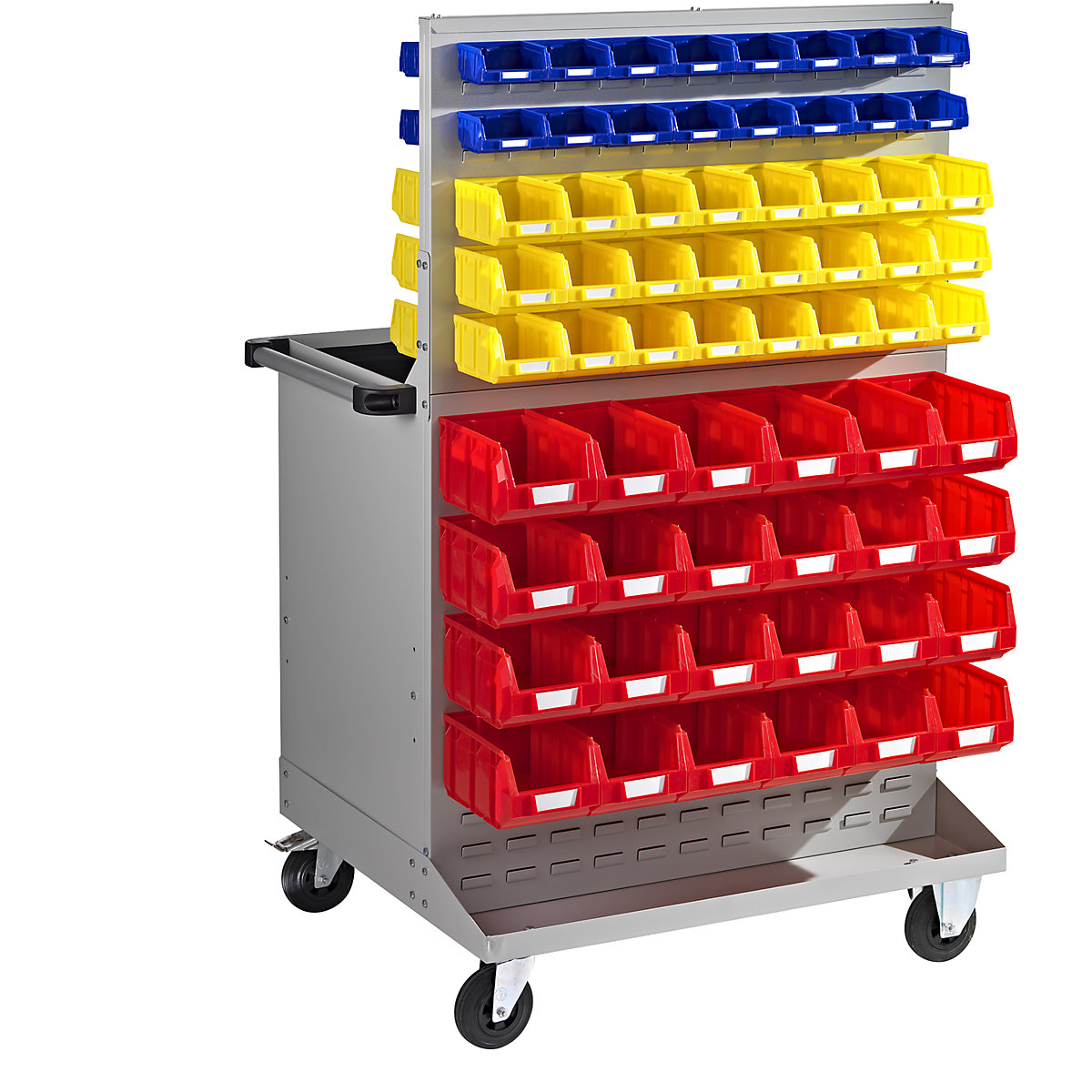 Mobile rack with open fronted storage bins and work surface (Product illustration 2)-1