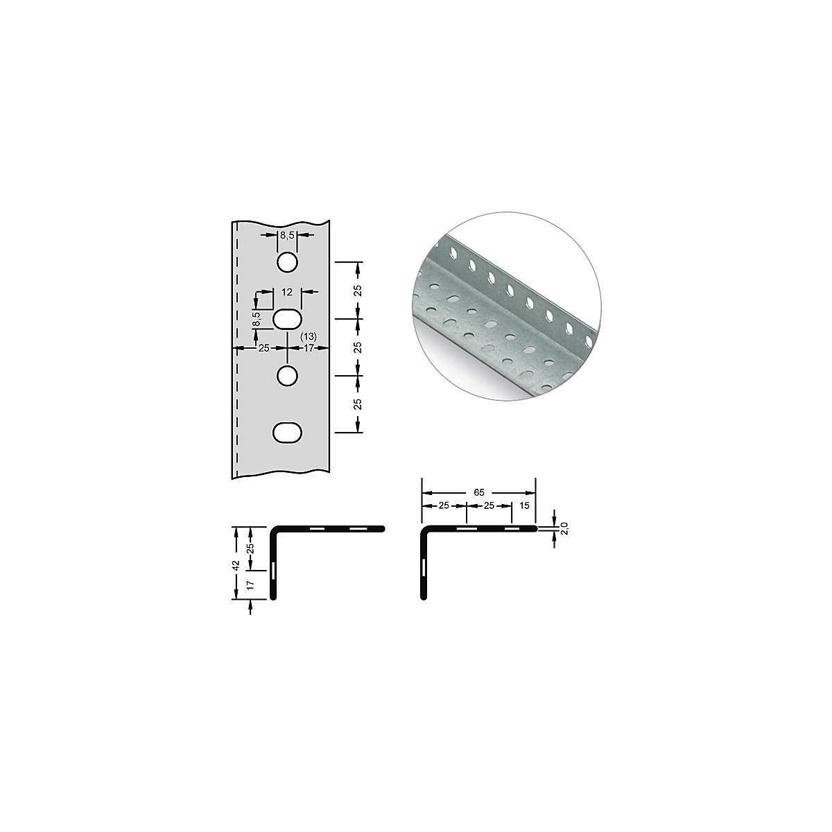 Angled steel profile for modular system - hofe