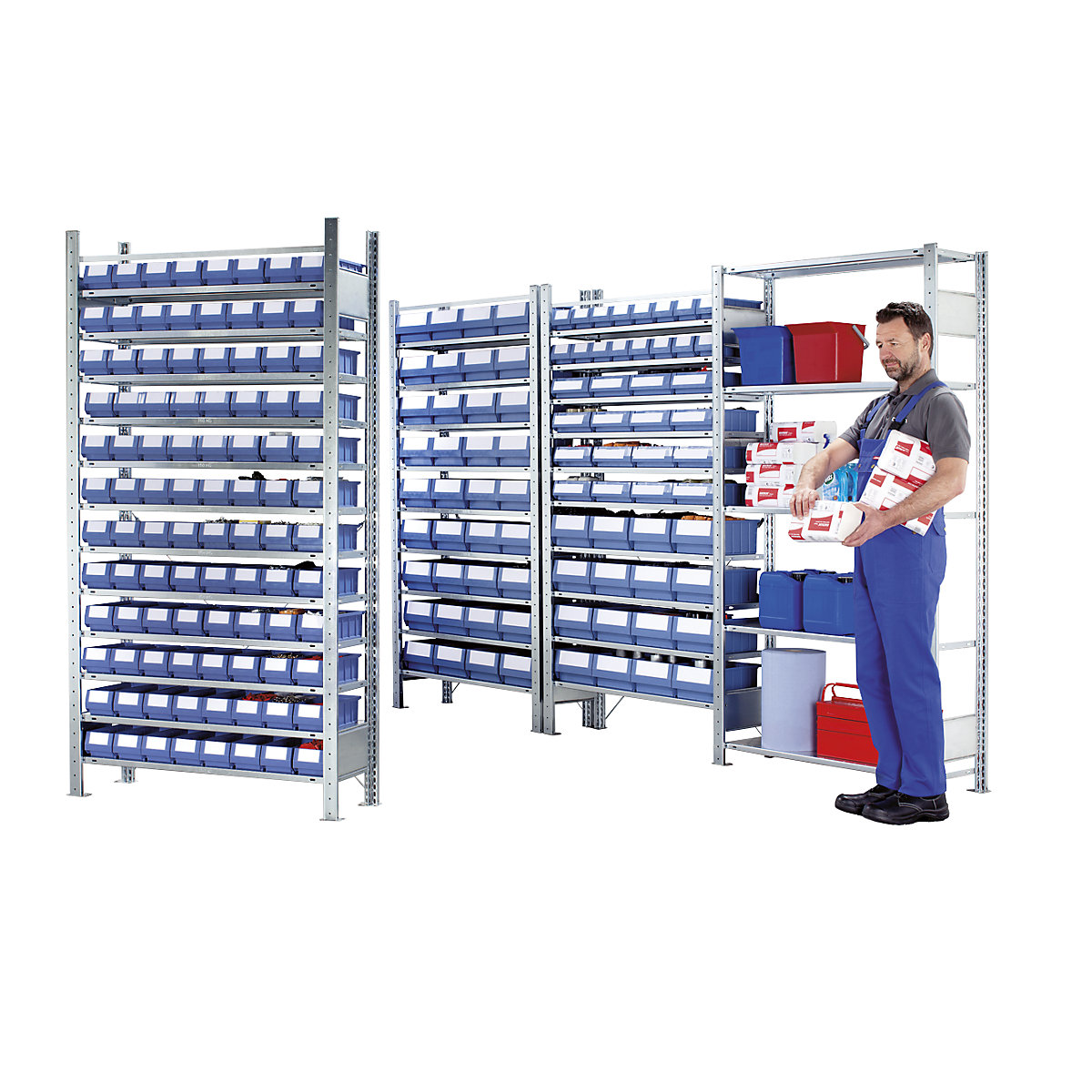 Boltless shelving unit with shelf bins – eurokraft pro (Product illustration 2)-1