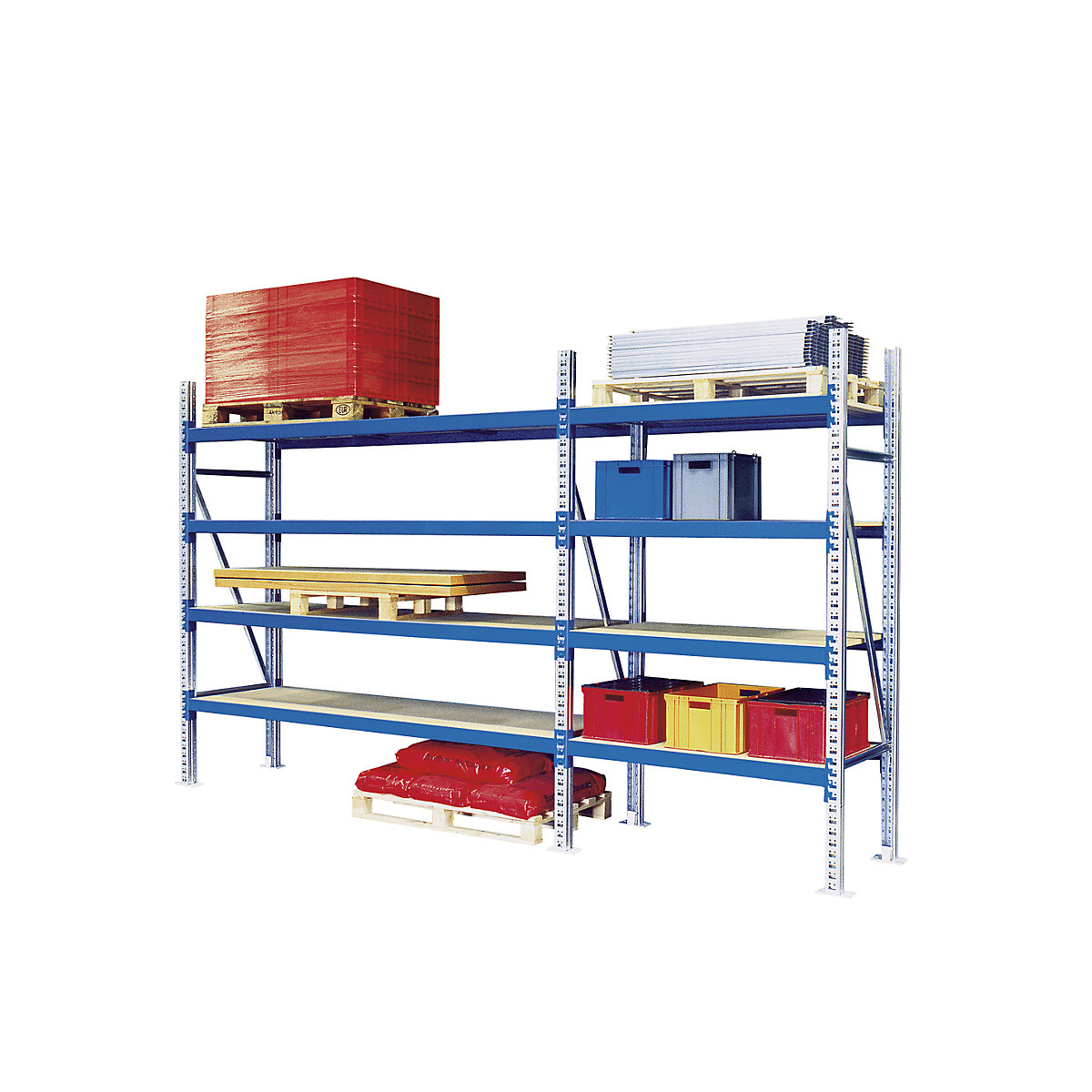 Wide span shelving unit with zinc plated steel shelves – eurokraft pro (Product illustration 2)-1