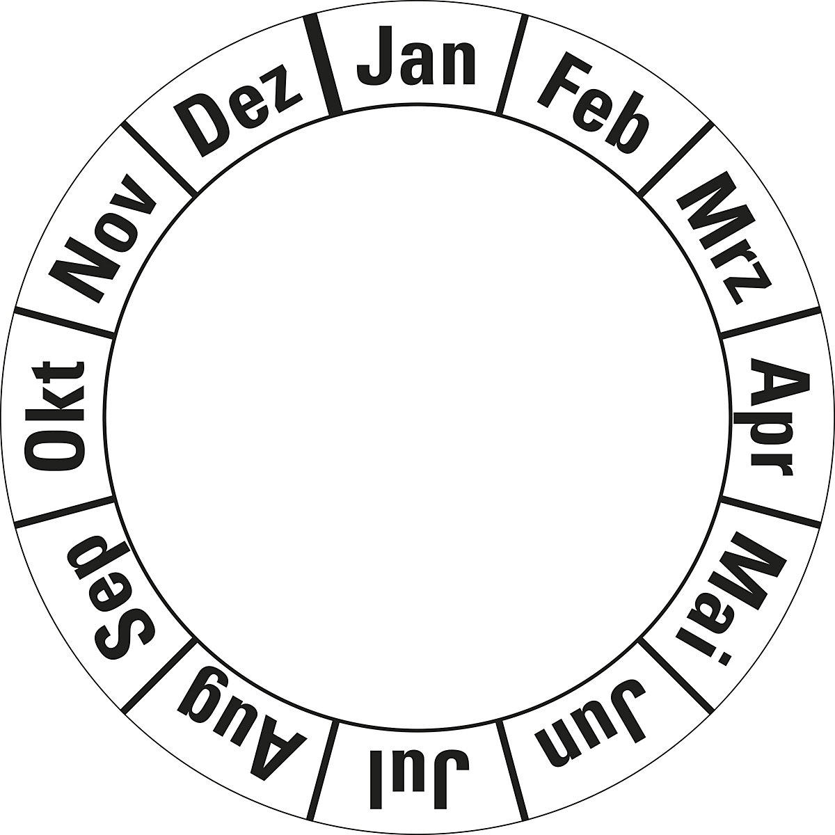 Monats-Prüfplakette Jan - Dez