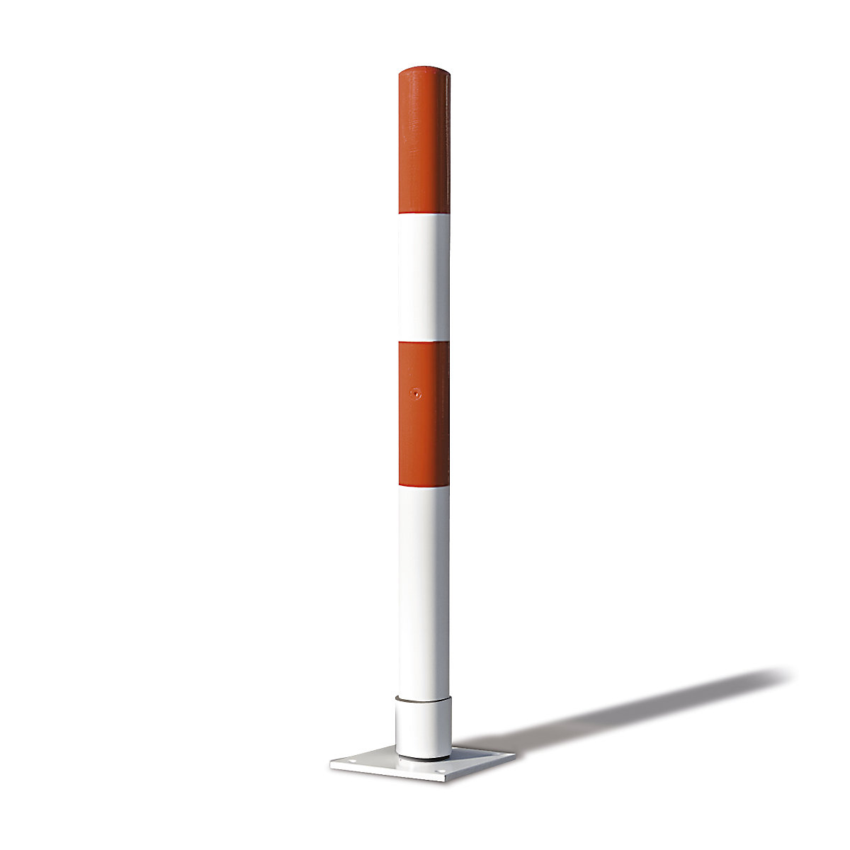 Potelet de délimitation en tube d'acier, polyvalents, Ø 76 mm, à cheviller, rouge / blanc-0