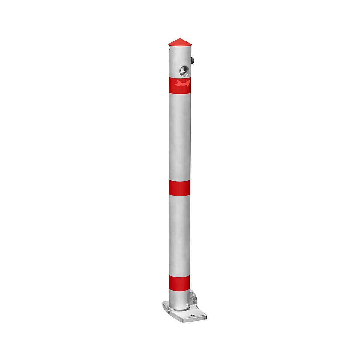 Potelet en tube d'acier, rabattable, avec platine, rond, Ø 76 mm-0