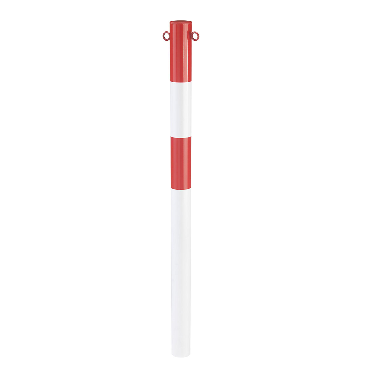 Potelet en tube d'acier, à sceller dans du béton, Ø 76 mm, rouge/blanc, plastifié-0
