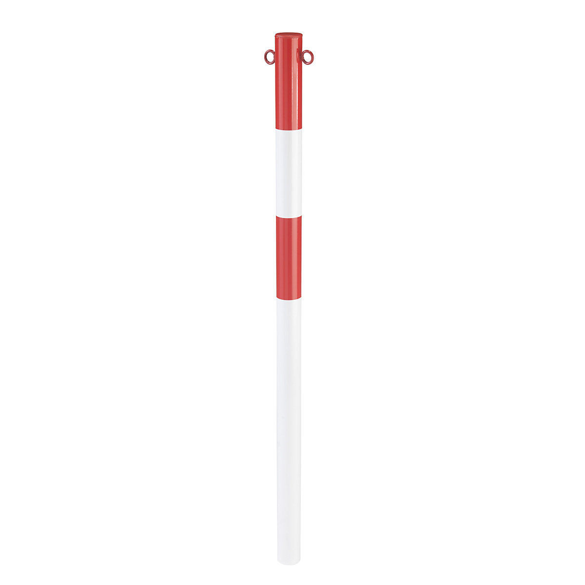 Potelet en tube d'acier, à sceller dans du béton, Ø 60 mm, rouge/blanc, plastifié-0