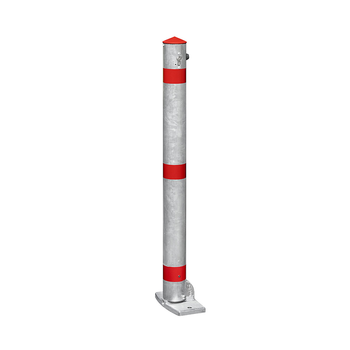 Potelet en tube rond d'aluminium, verrouillable, avec pédale et verrouillage automatique, serrure à cylindre-0