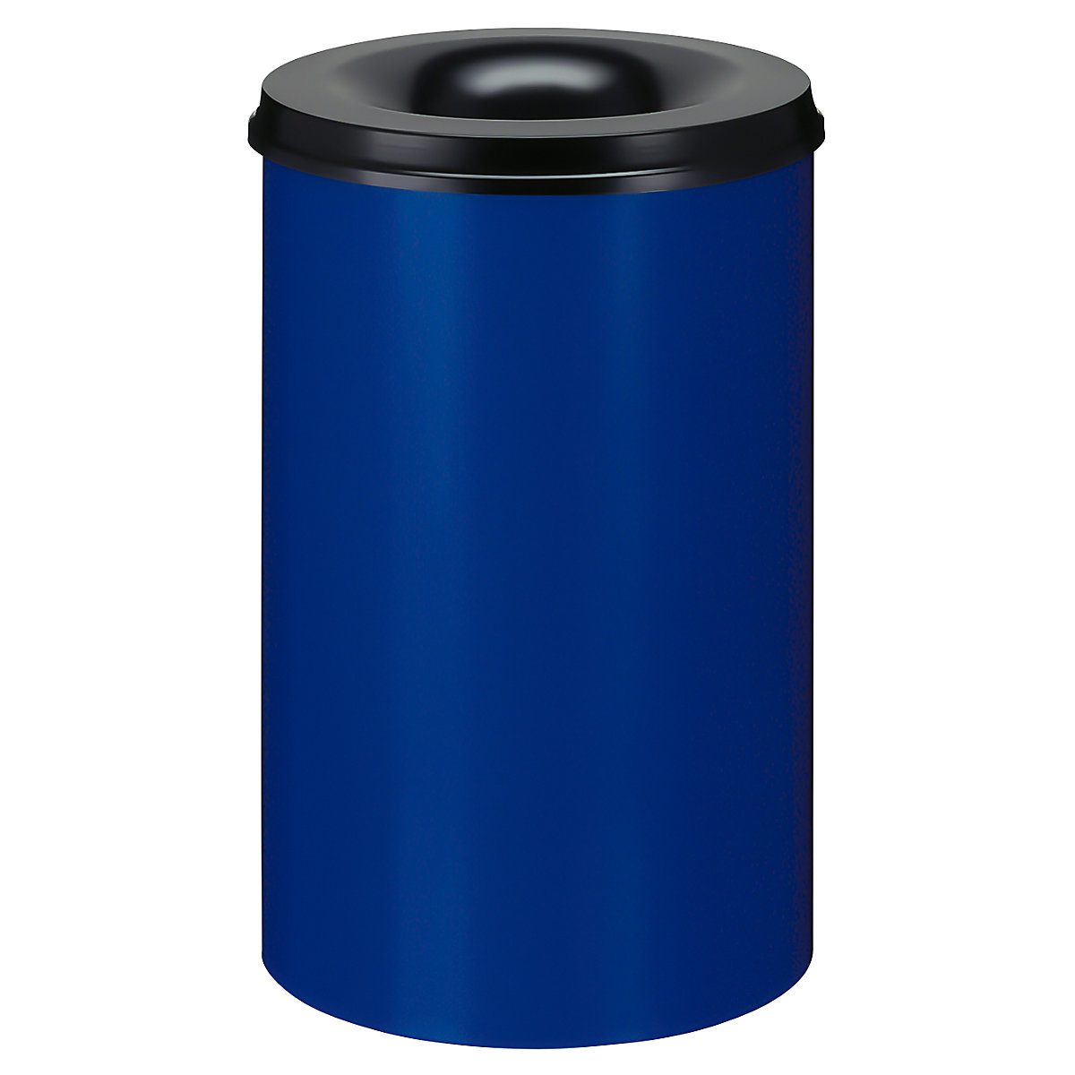 Cesto de papéis de segurança, aço, autoextintor, capacidade 110 l, AxØ 720 x 470 mm, corpo azul / cabeça de extinção preta-0