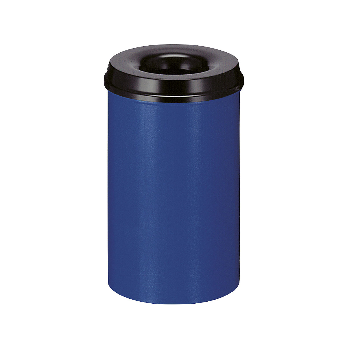 Cesto de papéis de segurança, aço, autoextintor, volume 20 l, AxØ 426 x 260 mm, corpo azul / cabeça de extinção preta-0