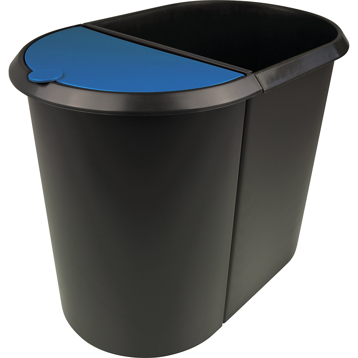 Cesto de papéis – helit, DUO, tampa azul, corpo preto, embalagem de 2 unid.-0