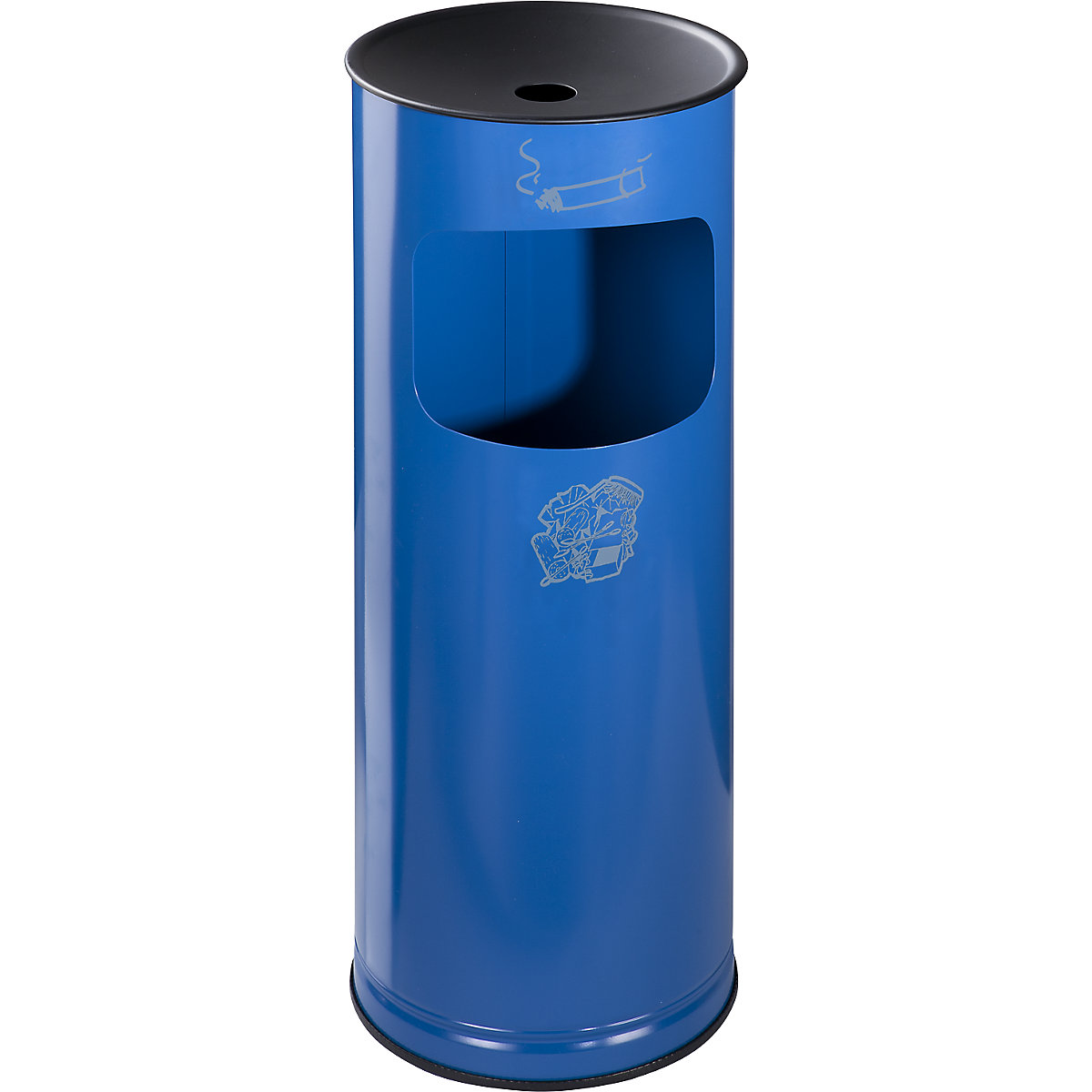 Cinzeiro de segurança combinado – VAR, chapa de aço, volume 17 l, AxØ 610 x 250 mm, azul genciana-0
