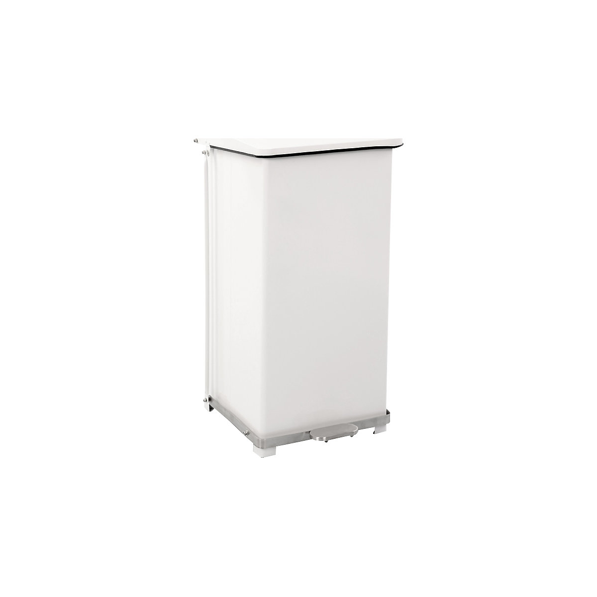 Balde de pedal industrial, chapa de aço, branco RAL 9016, capacidade 90 l, AxLxP 770 x 440 x 440 mm-0