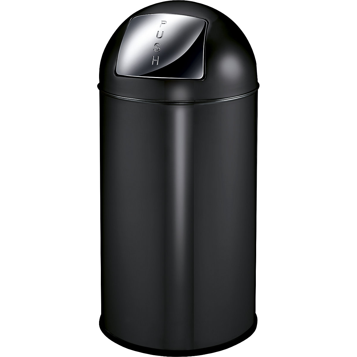 Balde do lixo Push, aço – EKO, volume 40 l, AxØ 740 x 350 mm, preto, mate-0
