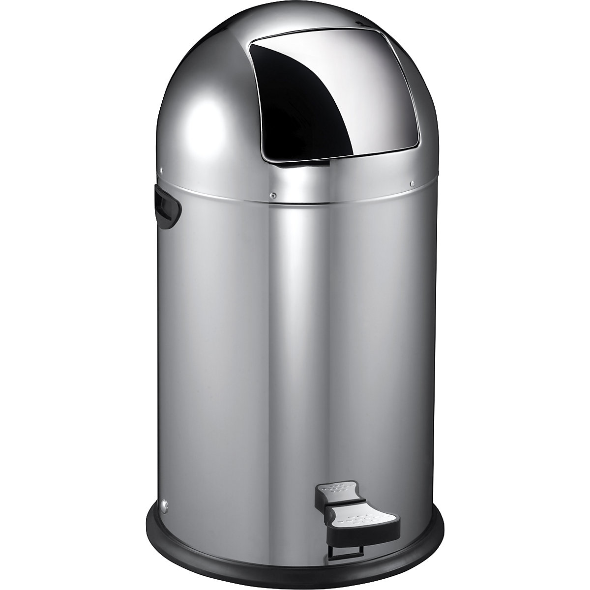 Balde do lixo Push com pedal – EKO, volume 33 l, AxØ 700 x 350 mm, aço inoxidável, mate-0