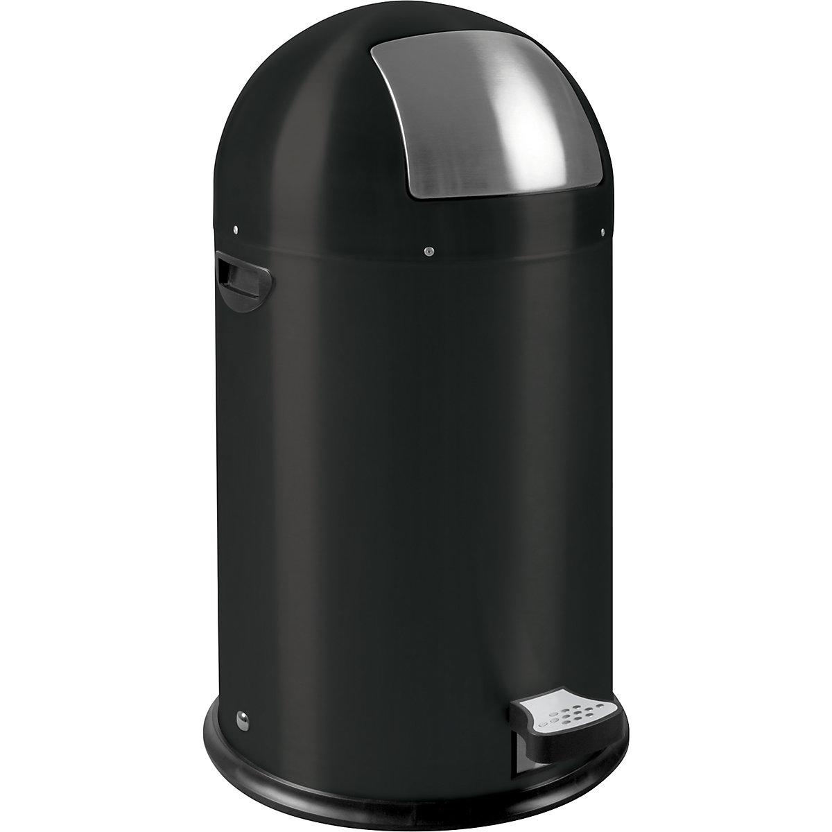 Balde do lixo Push com pedal – EKO, volume 33 l, AxØ 700 x 350 mm, preto, mate-0