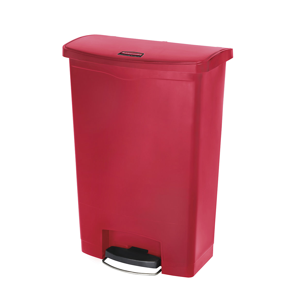 Balde do lixo com pedal SLIM JIM® – Rubbermaid, em polietileno, 90 l, vermelho, móvel-0