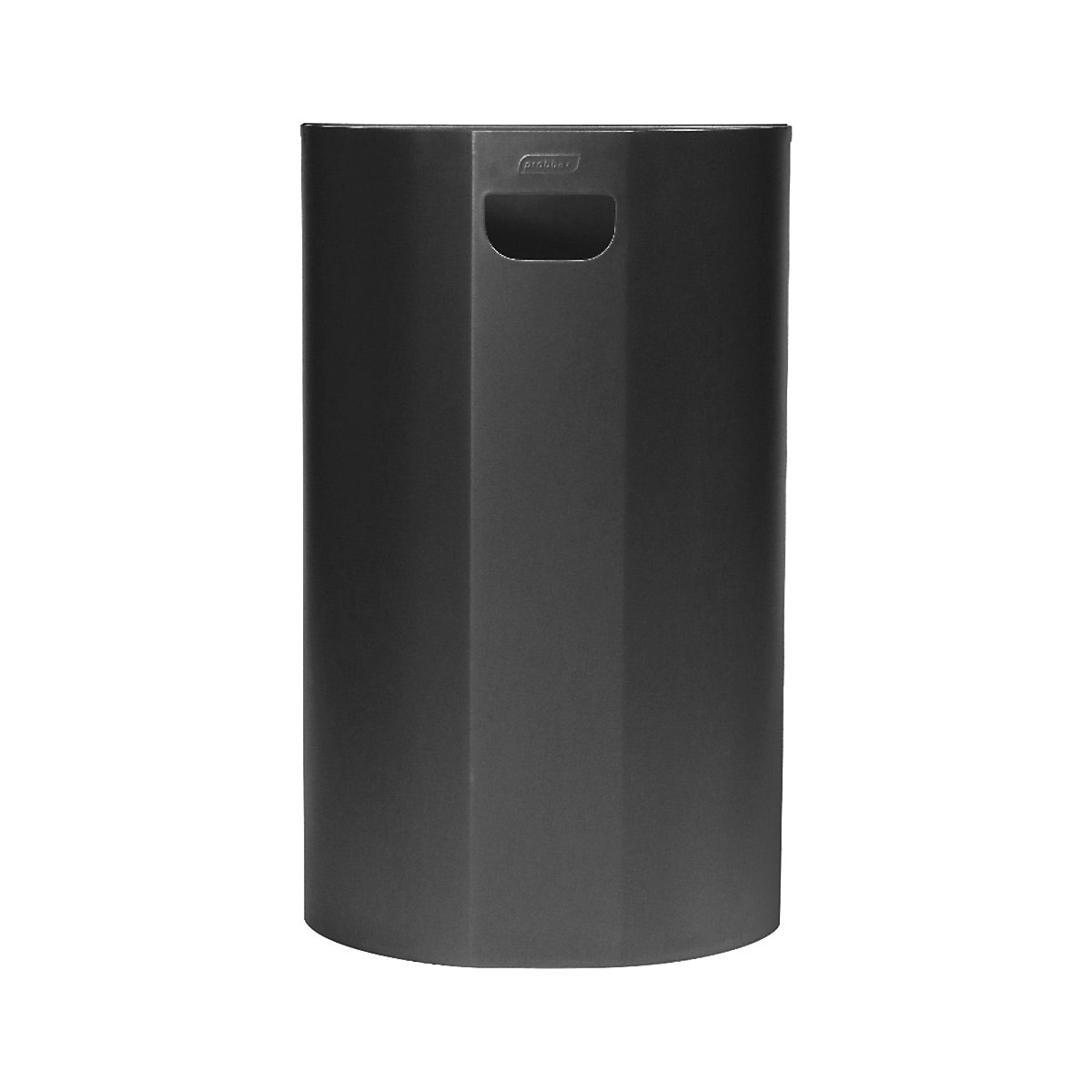 Recipiente de lixo de parede, semirredondo – Probbax, aço, cinzento, 40 l, AxL 660 x 400 mm-0