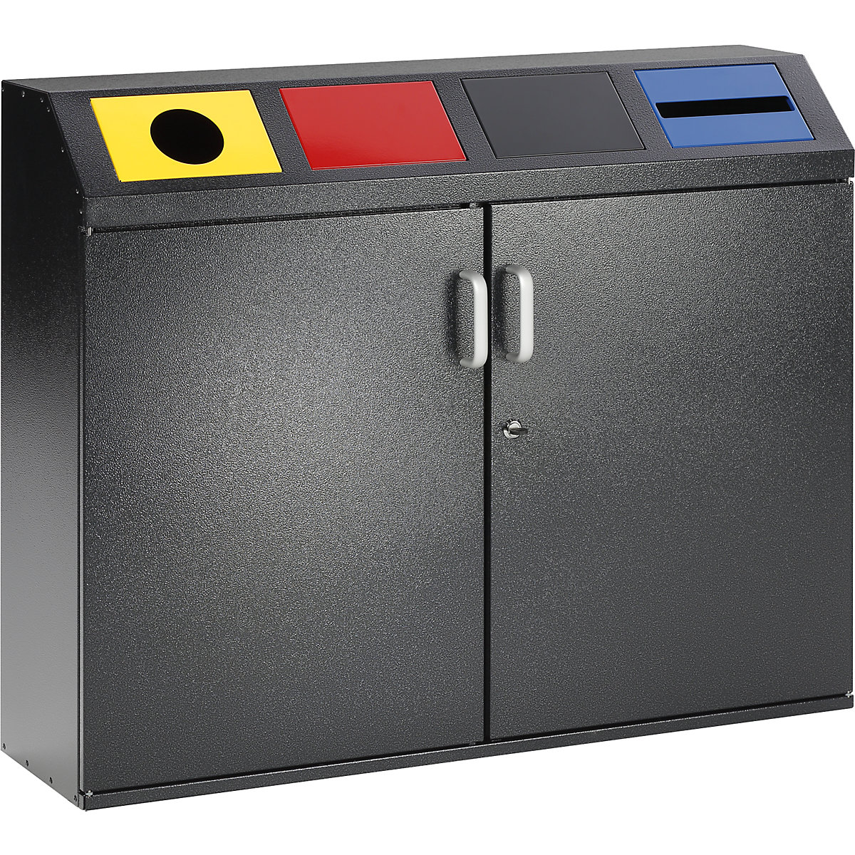 Armário coletor para materiais recicláveis – eurokraft pro, volume 4 x 50 l, prata antiga-0