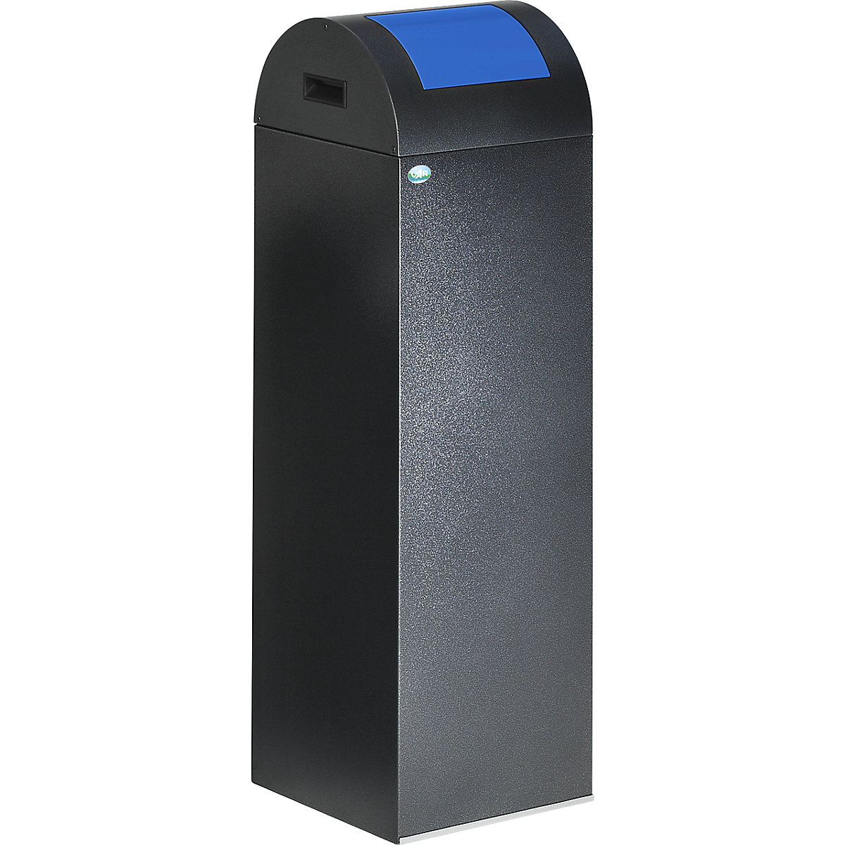 Coletor de materiais recicláveis autoextintor – VAR, volume 89 l, AxLxP 1045 x 320 x 320 mm, prata antiga, tampa azul-0