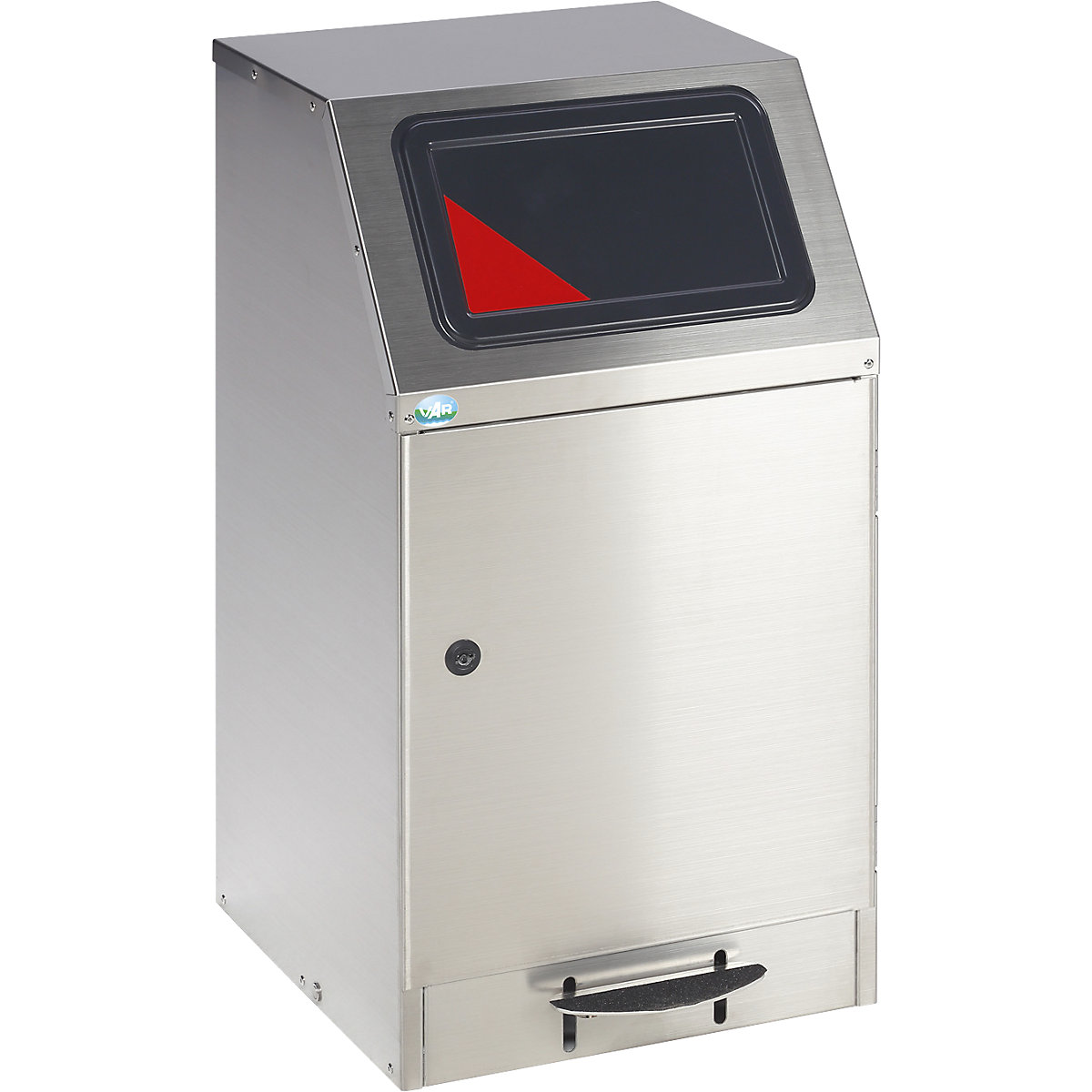 Coletor de materiais recicláveis com pedal – VAR, aço inoxidável, autoextinguível, capacidade 43 l-0