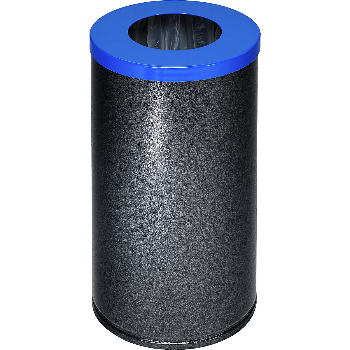 Coletor de materiais recicláveis – eurokraft basic, volume 70 l, simples com anel de retenção, tampa azul genciana-0