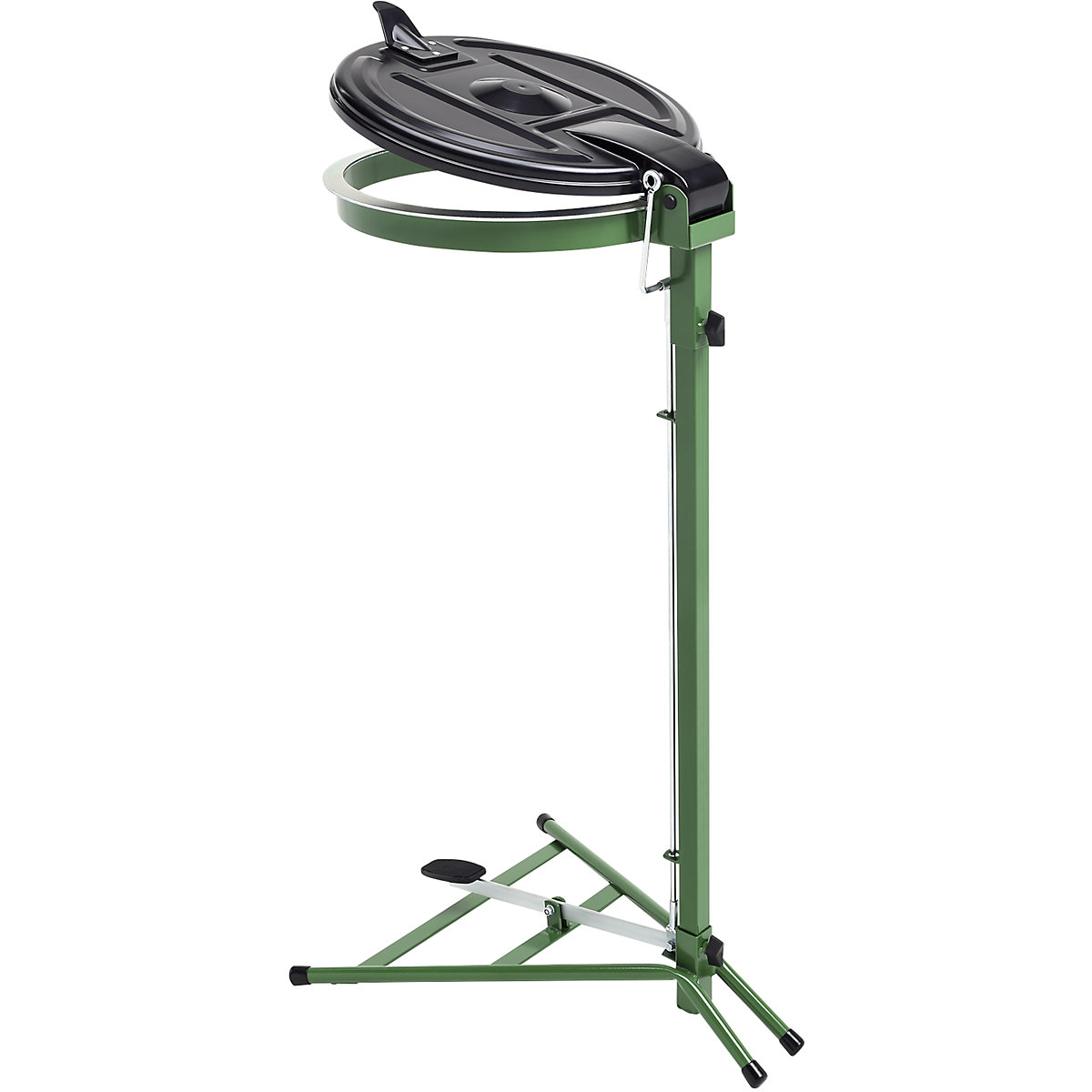Suporte para sacos do lixo, armação de pé, para volume de 120 l, com pedal, verde, tampa em plástico-0