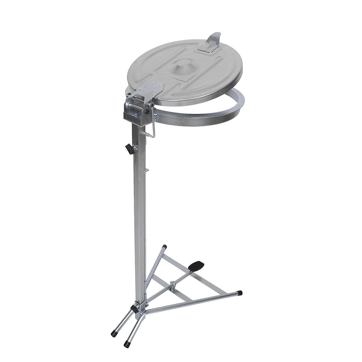 Suporte para sacos do lixo, armação de pé, para volume de 120 l, com pedal, galvanizado, tampa em aço-0