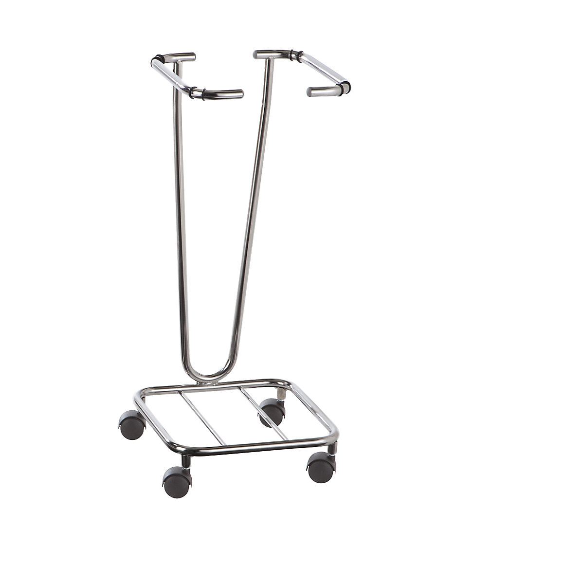 Suporte para sacos do lixo para materiais recicláveis sem tampa, para volumes 1 x 70 l, chassi rolante, aço inoxidável-0
