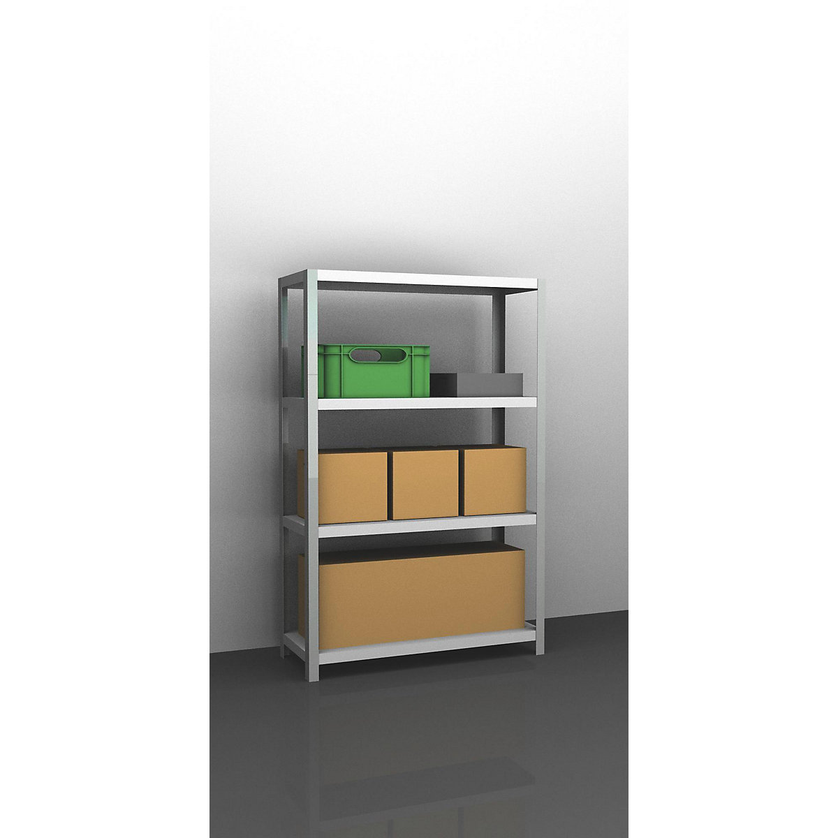 Estante de aparafusar para armazém, RAL 7035, semipesada – eurokraft pro, altura da estante 1500 mm, largura das prateleiras 1000 mm, profundidade 400 mm, estante base-0