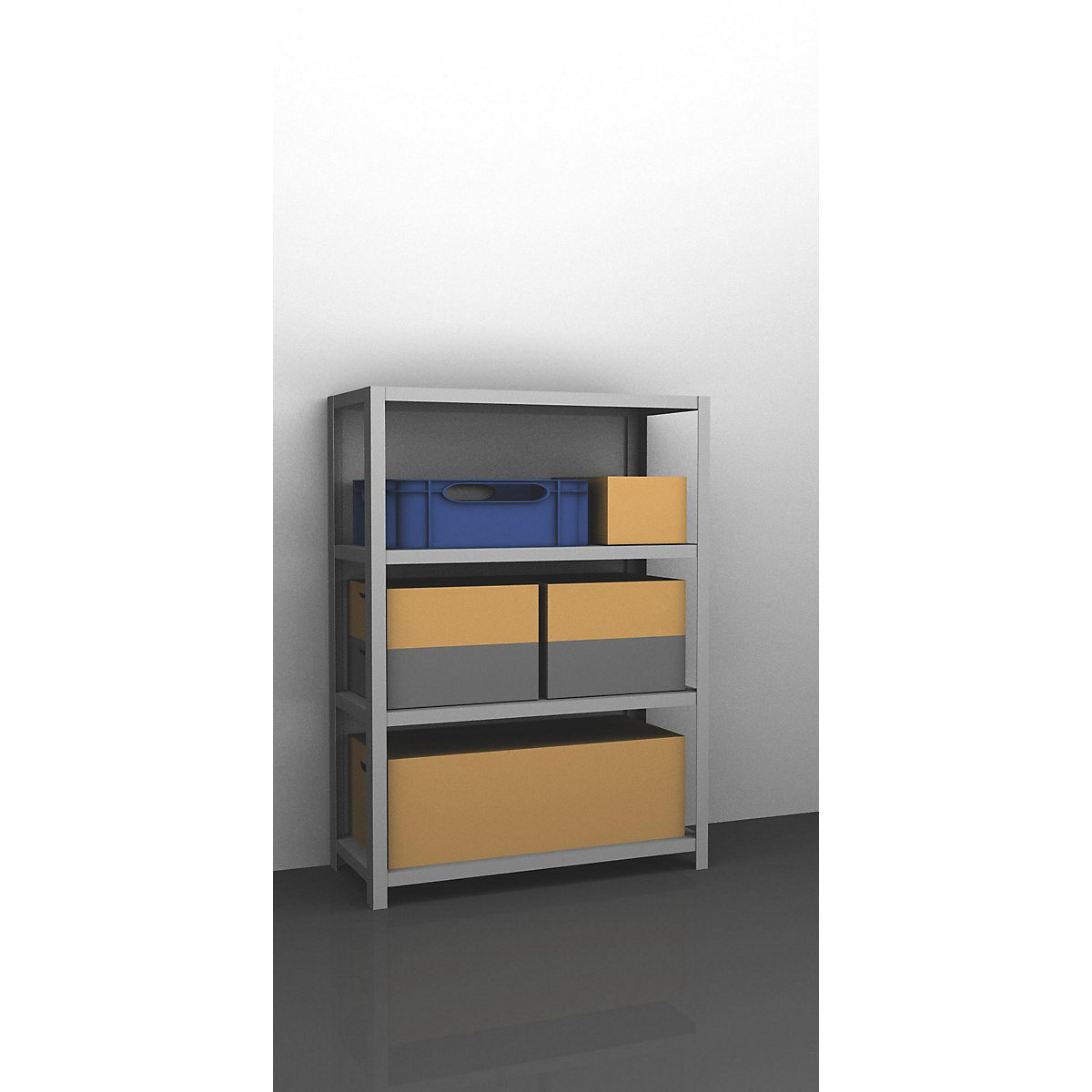 Estante de aparafusar para armazém, galvanizada, semipesada – eurokraft pro, altura da estante 1500 mm, largura das prateleiras 1300 mm, profundidade 500 mm, estante base-0