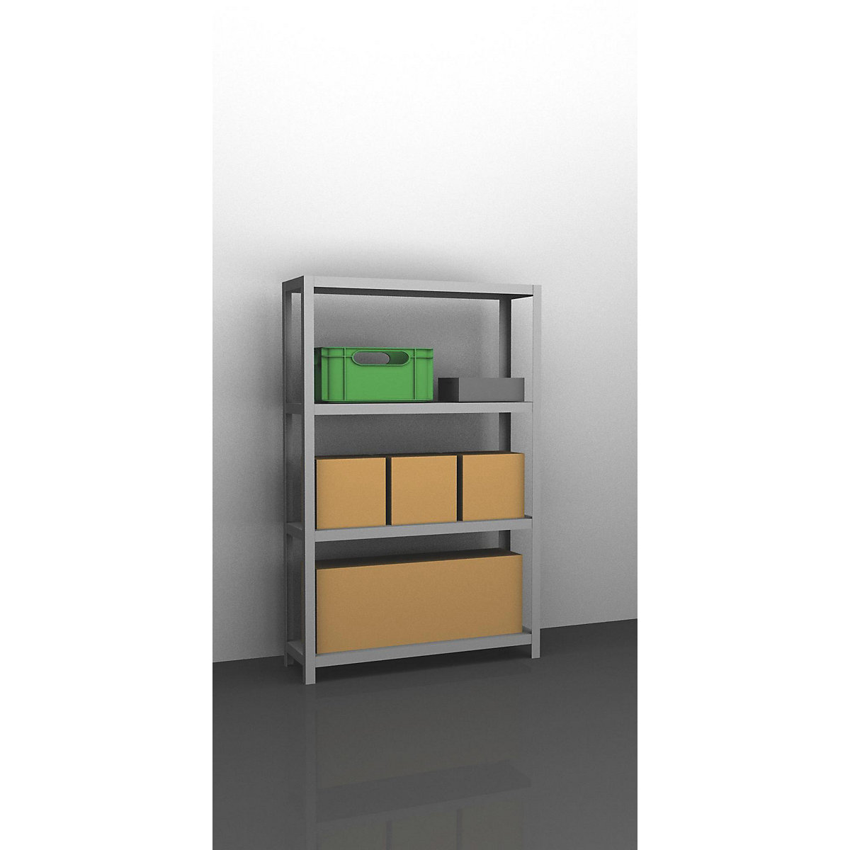 Estante de aparafusar para armazém, galvanizada, semipesada – eurokraft pro, altura da estante 1500 mm, largura das prateleiras 1000 mm, profundidade 300 mm, estante base-0