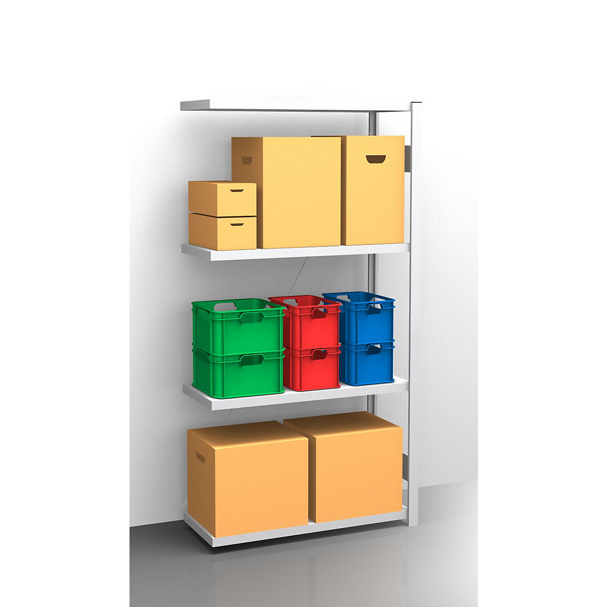 Estante de encaixar com prateleiras, galvanizada – eurokraft pro, de um lado, altura da estante 2000 mm, largura da prateleira 965 mm, estante de ampliação, profundidade da prateleira 450 mm-0
