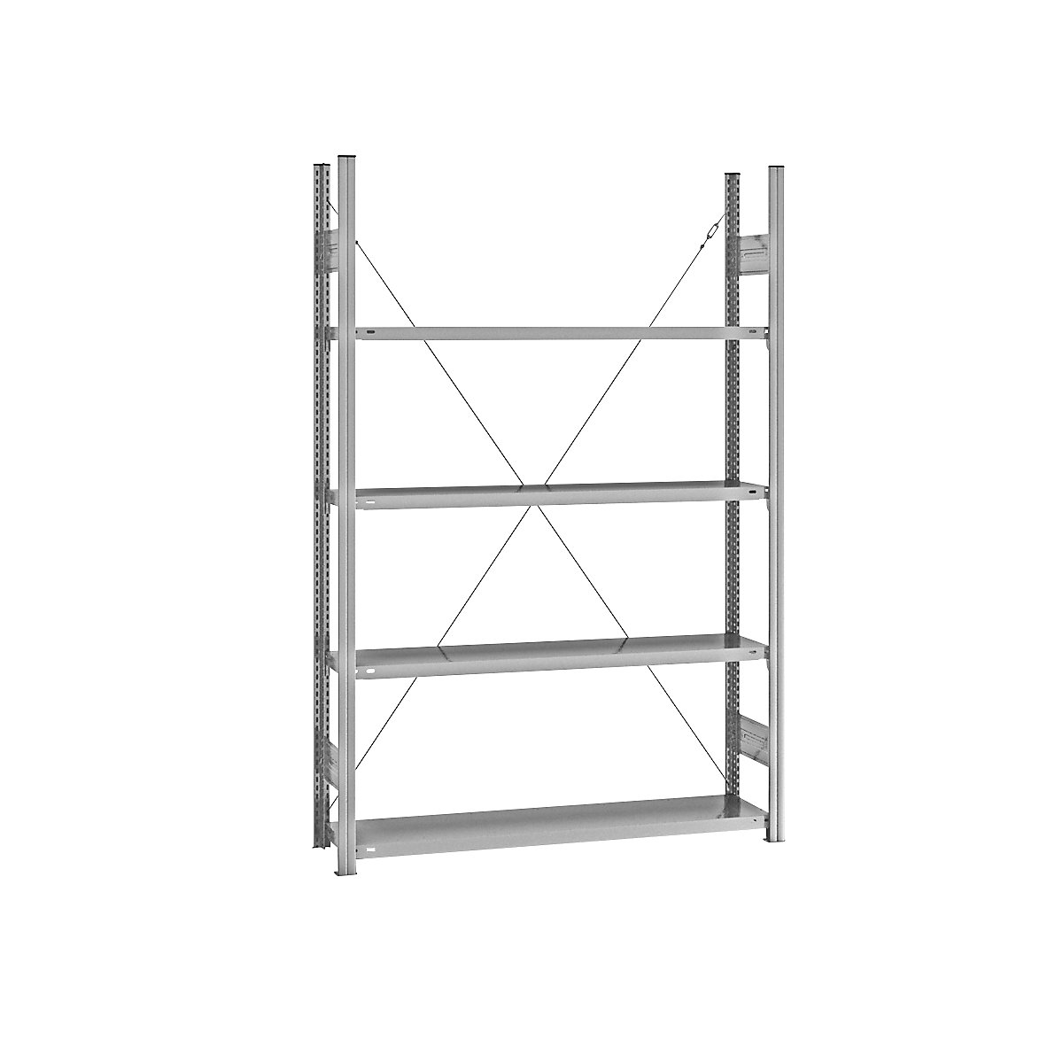 Estante de encaixar com prateleiras, galvanizada – eurokraft pro, de um lado, altura da estante 2000 mm, largura da prateleira 1215 mm, estante base, profundidade da prateleira 350 mm-0