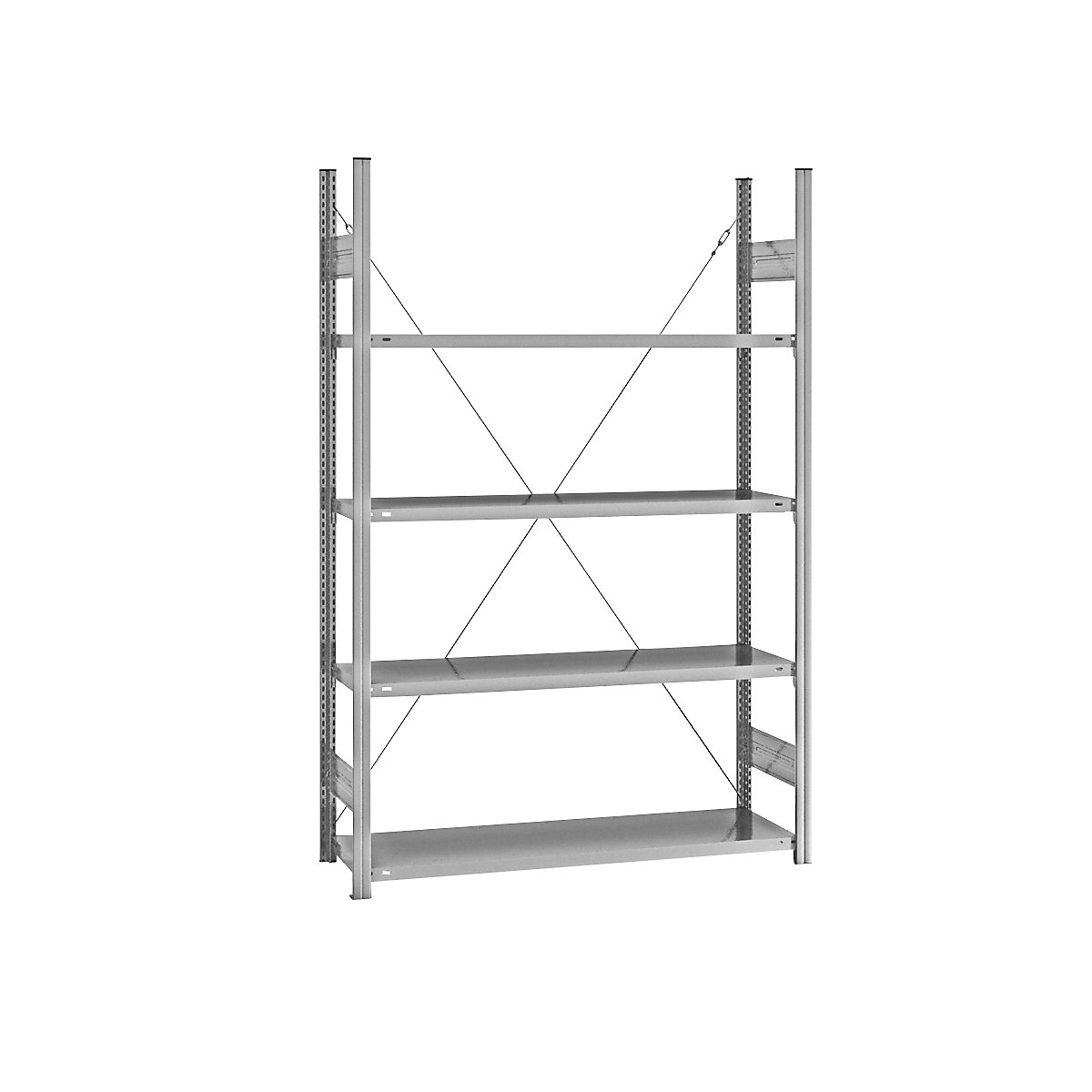 Estante de encaixar com prateleiras, galvanizada – eurokraft pro, de um lado, altura da estante 2000 mm, largura da prateleira 1215 mm, estante base, profundidade da prateleira 450 mm-0