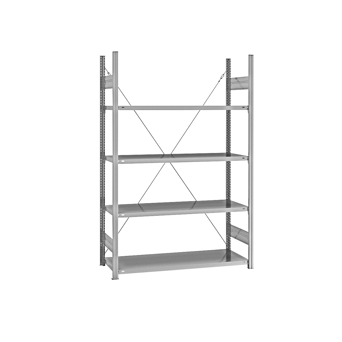 Estante de encaixar com prateleiras, galvanizada – eurokraft pro, de um lado, altura da estante 2000 mm, largura da prateleira 1215 mm, estante base, profundidade da prateleira 550 mm-0