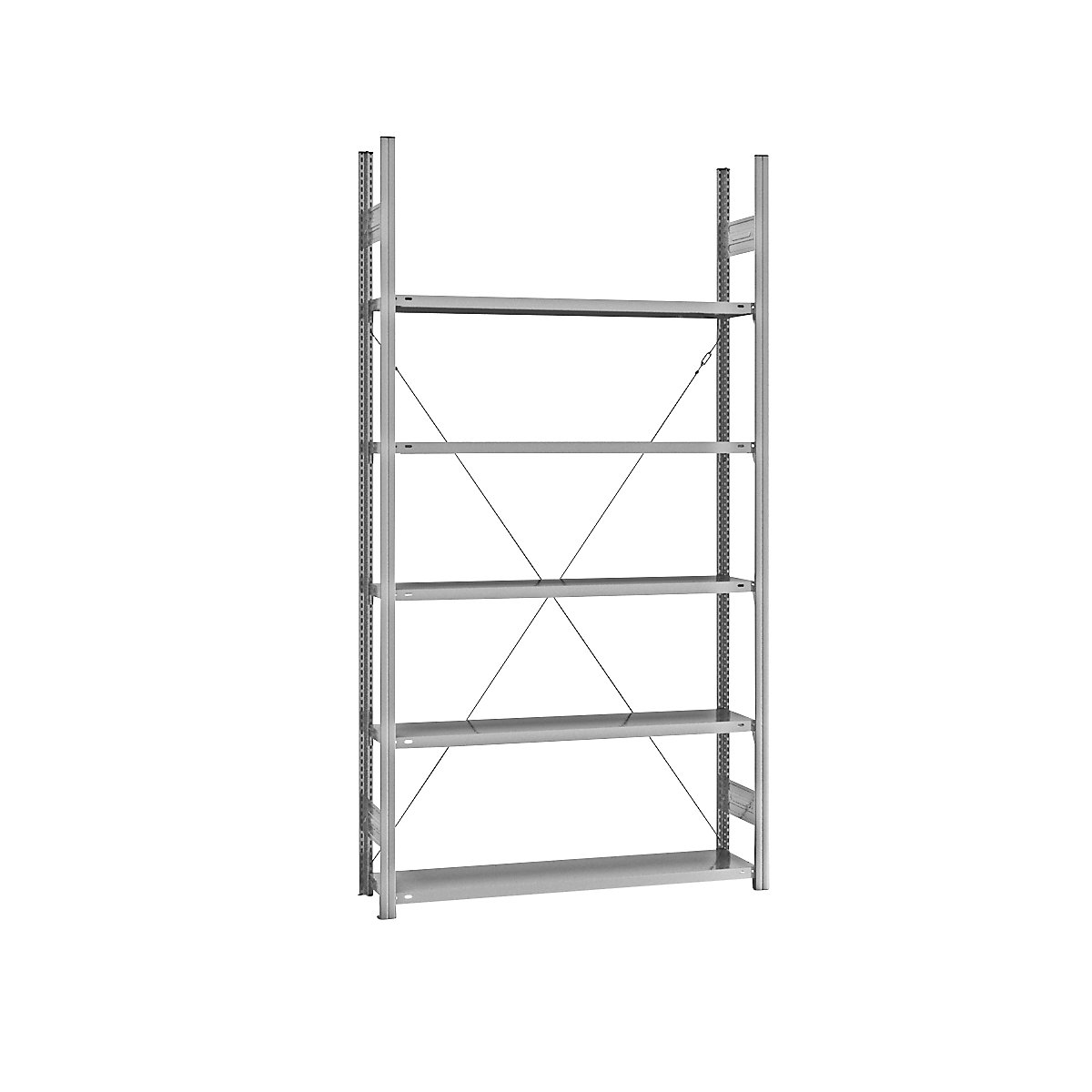 Estante de encaixar com prateleiras, galvanizada – eurokraft pro, de um lado, altura da estante 2350 mm, largura da prateleira 1215 mm, estante base, profundidade da prateleira 350 mm-0