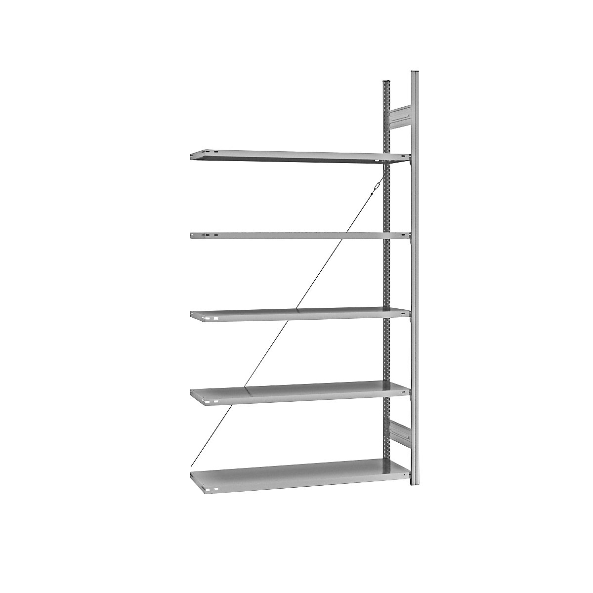 Estante de encaixar com prateleiras, galvanizada – eurokraft pro, de um lado, altura da estante 2350 mm, largura da prateleira 1215 mm, estante de ampliação, profundidade da prateleira 450 mm-0
