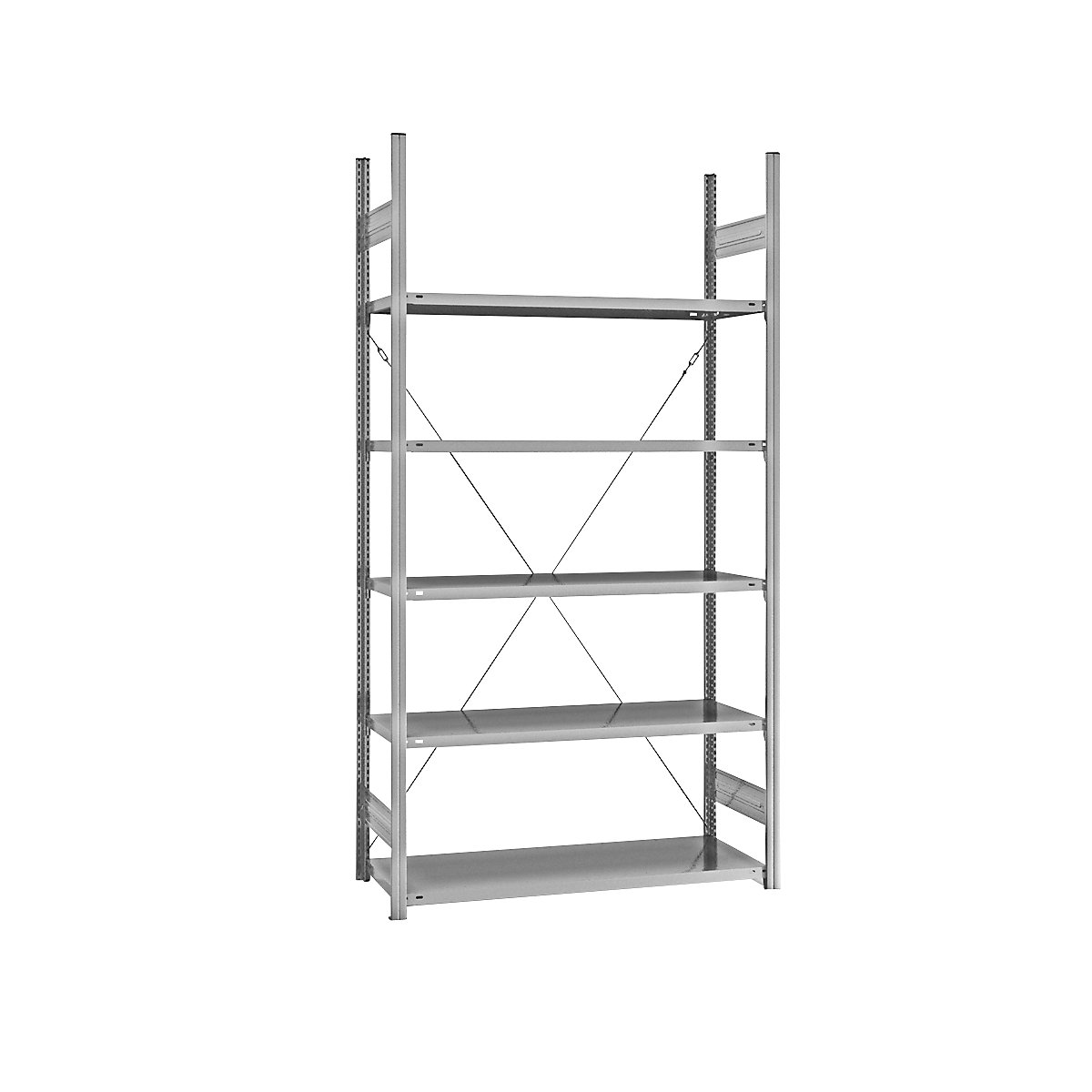 Estante de encaixar com prateleiras, galvanizada – eurokraft pro, de um lado, altura da estante 2350 mm, largura da prateleira 1215 mm, estante base, profundidade da prateleira 550 mm-0