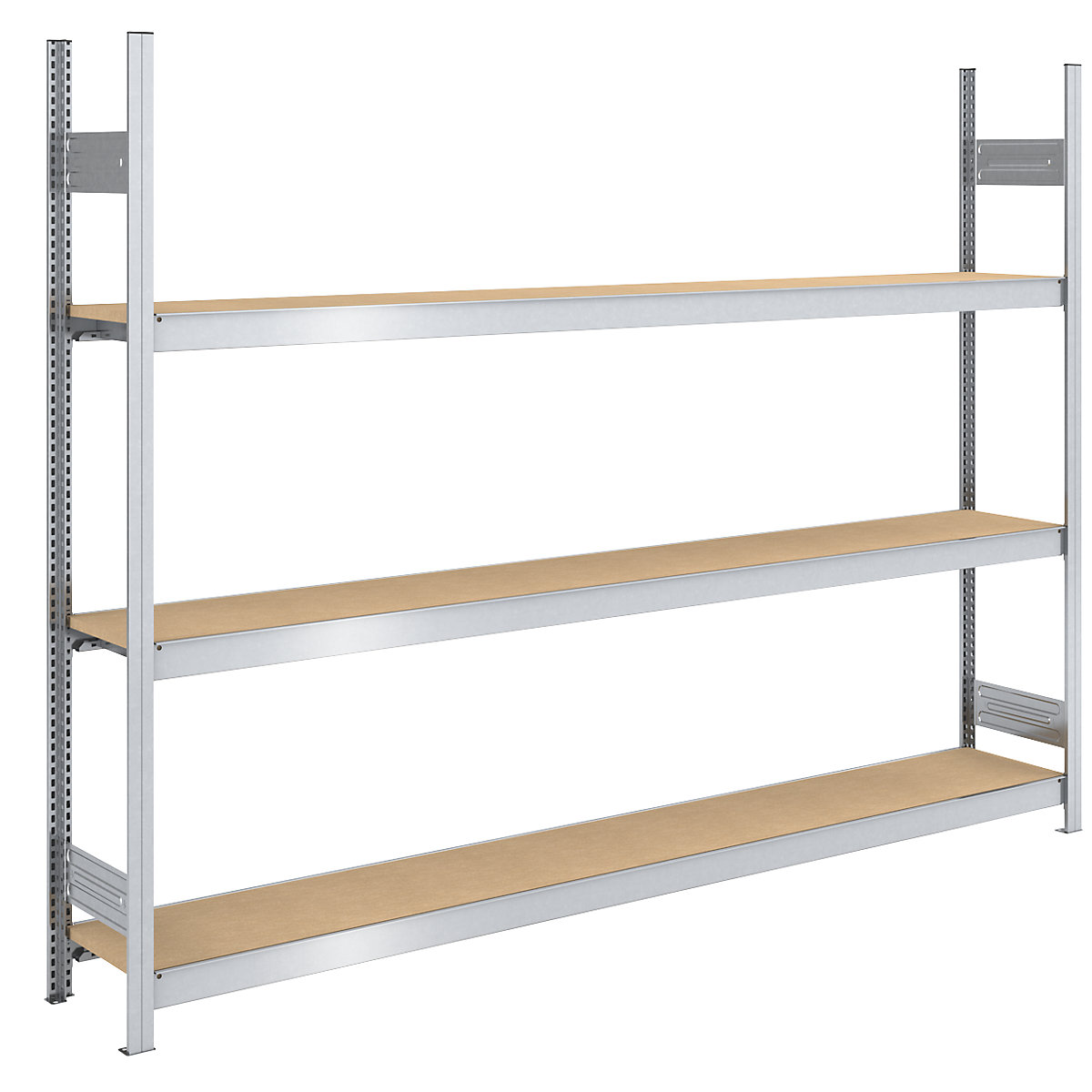 Estante de encaixar de grandes compartimentos com placas em aglomerado – hofe, altura 2000 mm, largura 2500 (2 x 1250) mm, carga por módulo 1200 kg, profundidade 400 mm, estante base-0