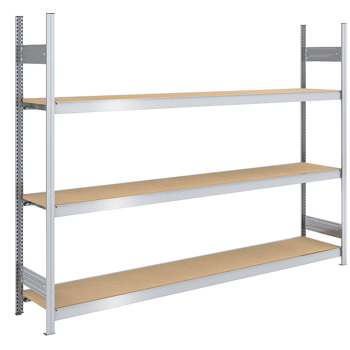 Estante de encaixar de grandes compartimentos com placas em aglomerado – hofe, altura 2000 mm, largura 2500 (2 x 1250) mm, carga por módulo 1200 kg, profundidade 500 mm, estante base-0