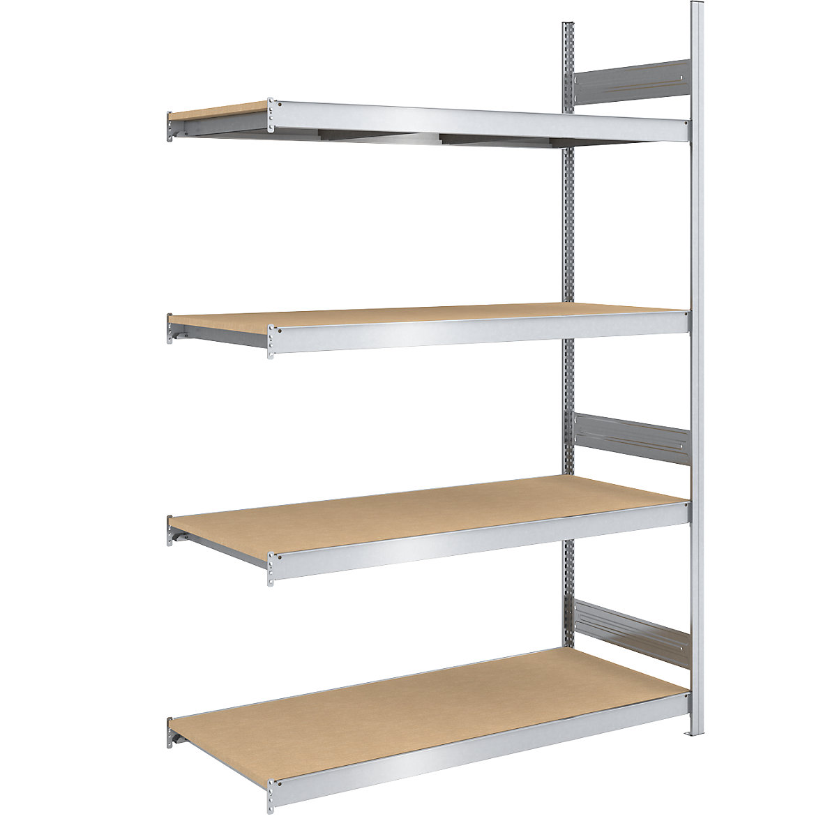 Estante de encaixar de grandes compartimentos com placas em aglomerado – hofe, altura 2500 mm, largura 1500 mm, carga por módulo 1750 kg, profundidade 800 mm, estante adicional-0